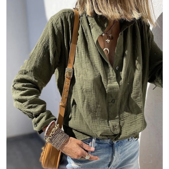 Hunter green (m) long sleeve shirt *new without tags - Picture 5 of 7